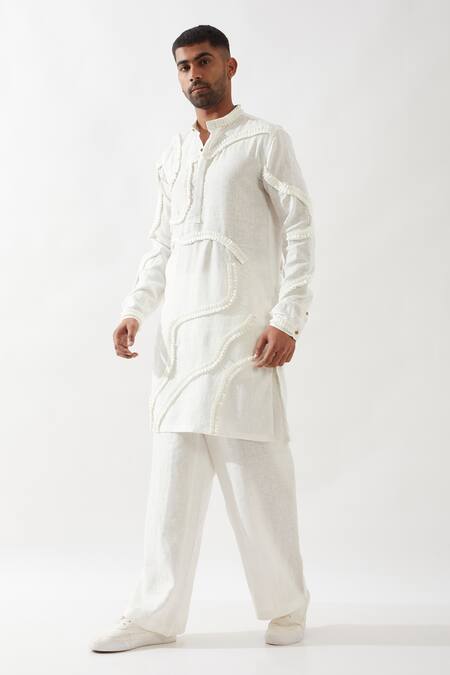 Shop Son Of A Noble Snob White Linen Felix Kurta Set Online at Aza Fashions Shop_Son Of A Noble Snob_White Linen Felix Kurta Set _Online_at_Aza_Fashions