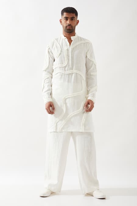 Buy Son Of A Noble Snob White Linen Felix Kurta Set Buy_Son Of A Noble Snob_White Linen Felix Kurta Set