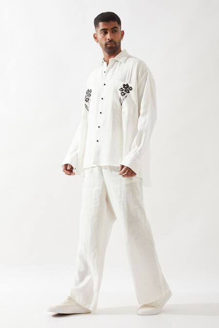 Buy Son Of A Noble Snob White Linen Anti Fit Shirt And Trouser Set Online at Aza Fashions Buy_Son Of A Noble Snob_White Linen Anti Fit Shirt And Trouser Set _Online_at_Aza_Fashions