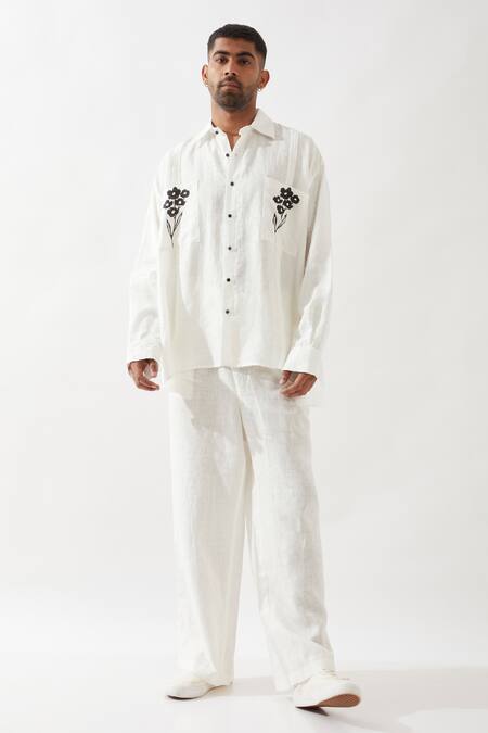 Shop Son Of A Noble Snob White Linen Anti Fit Shirt And Trouser Set Shop_Son Of A Noble Snob_White Linen Anti Fit Shirt And Trouser Set