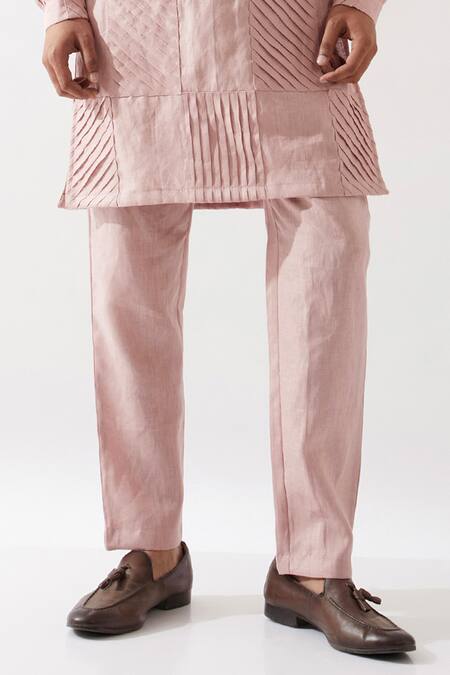 Buy Son Of A Noble Snob Pink Linen Solid Pleated Kurta Set Online at Aza Fashions Buy_Son Of A Noble Snob_Pink Linen Solid Pleated Kurta Set _Online_at_Aza_Fashions