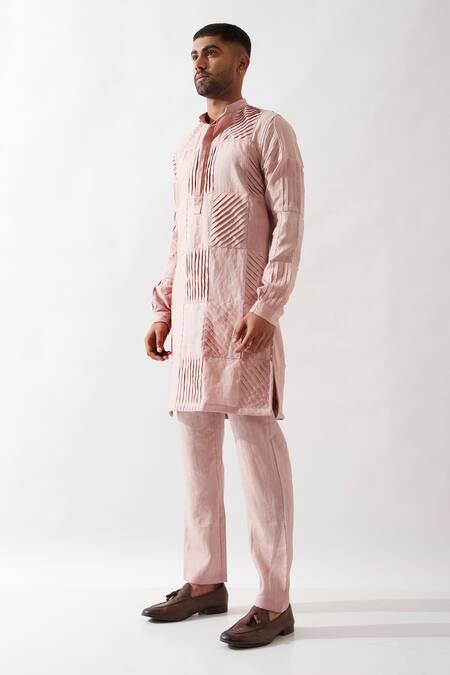 Buy Son Of A Noble Snob Pink Linen Solid Pleated Kurta Set Buy_Son Of A Noble Snob_Pink Linen Solid Pleated Kurta Set