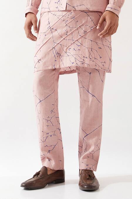 Son Of A Noble Snob Pink Linen Madox Branch Bundi Set Online at Aza Fashions Son Of A Noble Snob_Pink Linen Madox Branch Bundi Set _Online_at_Aza_Fashions