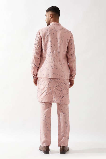 Shop Son Of A Noble Snob Pink Linen Madox Branch Bundi Set at Aza Fashions Shop_Son Of A Noble Snob_Pink Linen Madox Branch Bundi Set _at_Aza_Fashions