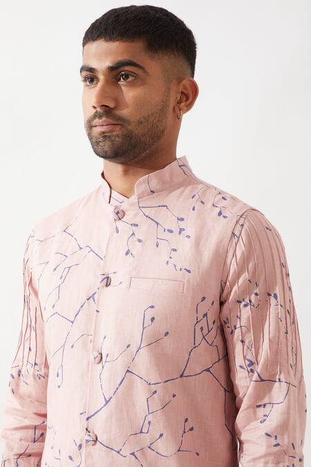 Son Of A Noble Snob Pink Linen Madox Branch Bundi Set at Aza Fashions Son Of A Noble Snob_Pink Linen Madox Branch Bundi Set _at_Aza_Fashions