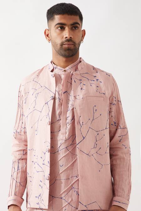 Shop Son Of A Noble Snob Pink Linen Madox Branch Bundi Set Shop_Son Of A Noble Snob_Pink Linen Madox Branch Bundi Set