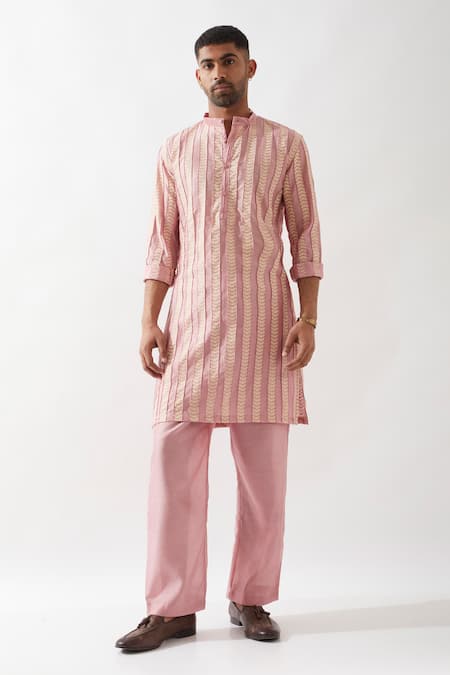 Son Of A Noble Snob Pink Chanderi Silk Printed Kurta Set Online at Aza Fashions Son Of A Noble Snob_Pink Chanderi Silk Printed Kurta Set _Online_at_Aza_Fashions