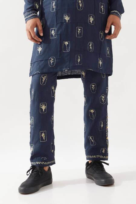 Buy Son Of A Noble Snob Navy Linen Slate Stamp Kurta Set Online at Aza Fashions Buy_Son Of A Noble Snob_Navy Linen Slate Stamp Kurta Set _Online_at_Aza_Fashions