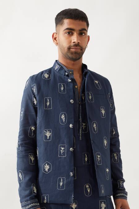 Shop_Son Of A Noble Snob_Navy Linen Madox Stamp Bundi Set 