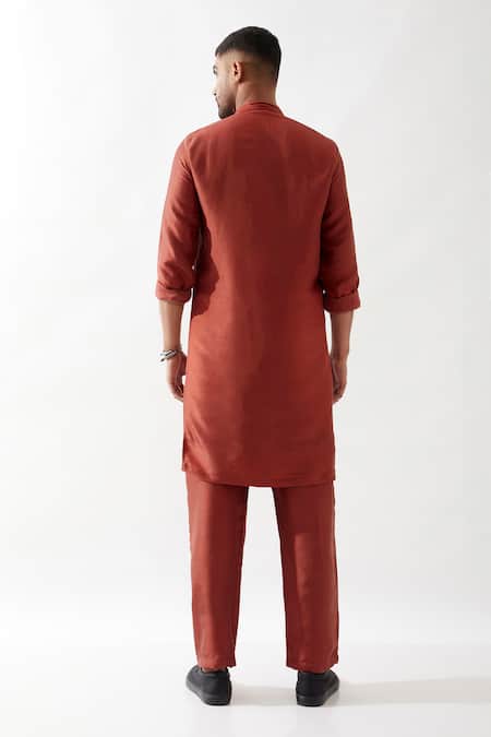 Shop Son Of A Noble Snob Maroon Dupion, Silk Beads, Cut Work Embroidered Kurta Set at Aza Fashions Shop_Son Of A Noble Snob_Maroon Dupion, Silk Beads, Cut Work Embroidered Kurta Set _at_Aza_Fashions