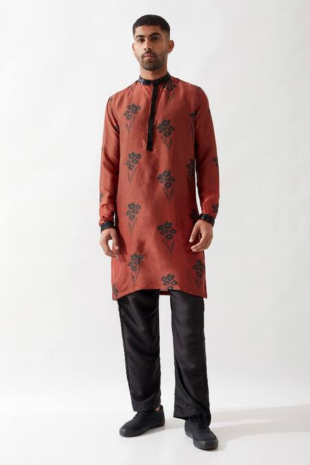 Shop Son Of A Noble Snob Maroon Silk Embroidery Printed Kurta Set Online at Aza Fashions Shop_Son Of A Noble Snob_Maroon Silk Embroidery Printed Kurta Set _Online_at_Aza_Fashions