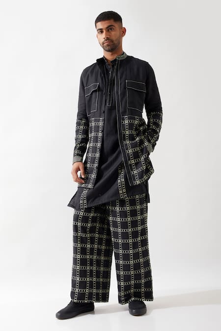 Son of A Noble Snob Black Linen Zane Regal Bundi Set 