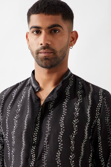 Buy Son Of A Noble Snob Black Silk Irvin Vine Kurta Set Buy_Son Of A Noble Snob_Black Silk Irvin Vine Kurta Set