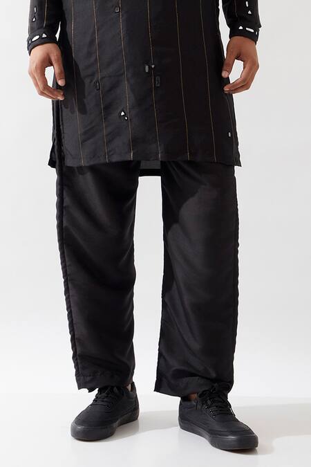 Son Of A Noble Snob Black Silk Glitter Hand Embroidered Kurta Set Online at Aza Fashions Son Of A Noble Snob_Black Silk Glitter Hand Embroidered Kurta Set _Online_at_Aza_Fashions