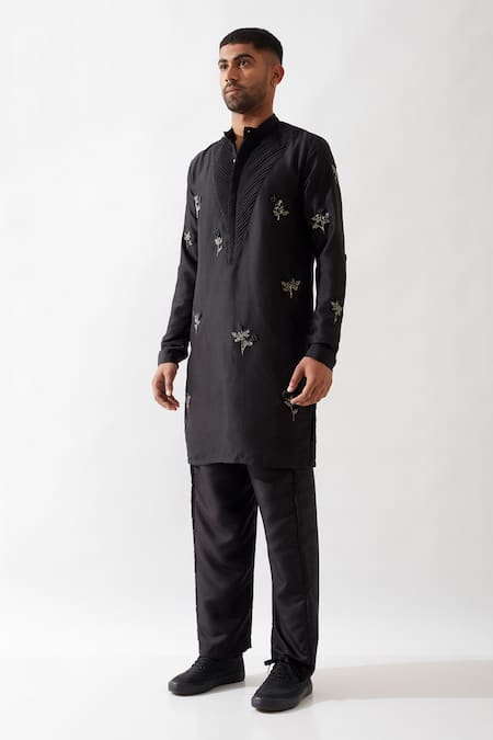 Son Of A Noble Snob Black , Satin Beads, Cut Work Hand Embroidered Kurta Set Online at Aza Fashions Son Of A Noble Snob_Black , Satin Beads, Cut Work Hand Embroidered Kurta Set _Online_at_Aza_Fashions