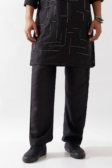 Son Of A Noble Snob Black Silk Cut Work, Beads Hand Embroidered Kurta Set Online at Aza Fashions Son Of A Noble Snob_Black Silk Cut Work, Beads Hand Embroidered Kurta Set _Online_at_Aza_Fashions