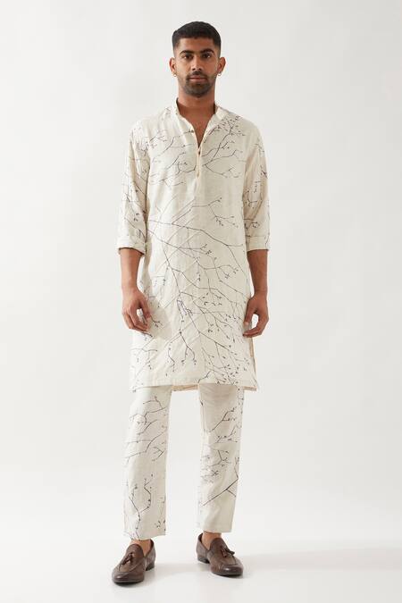 Buy Son Of A Noble Snob Ivory Linen Printed Slim Fit Kurta Set Online at Aza Fashions Buy_Son Of A Noble Snob_Ivory Linen Printed Slim Fit Kurta Set _Online_at_Aza_Fashions