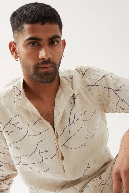 Buy Son Of A Noble Snob Ivory Linen Printed Slim Fit Kurta Set Buy_Son Of A Noble Snob_Ivory Linen Printed Slim Fit Kurta Set