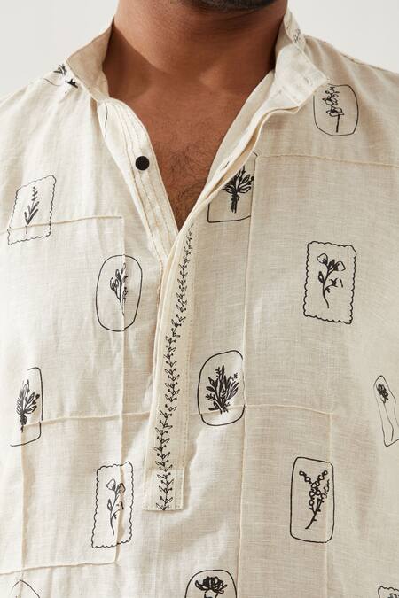 Buy Son Of A Noble Snob Ivory Linen Slate Stamp Kurta Set Online at Aza Fashions Buy_Son Of A Noble Snob_Ivory Linen Slate Stamp Kurta Set _Online_at_Aza_Fashions