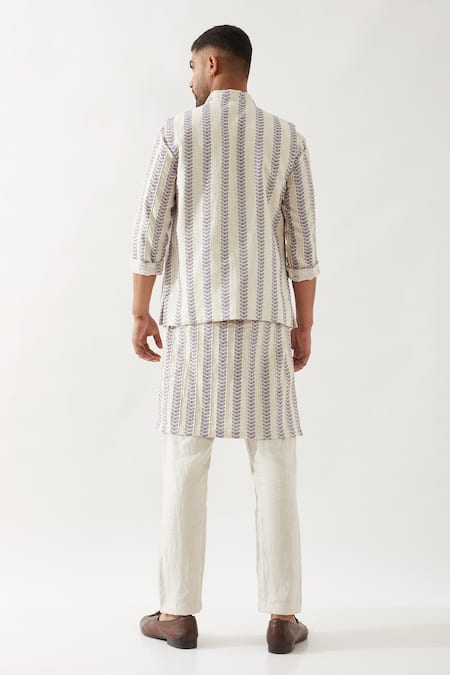 Shop Son Of A Noble Snob Ivory Linen Madox Catkin Bundi Set at Aza Fashions Shop_Son Of A Noble Snob_Ivory Linen Madox Catkin Bundi Set _at_Aza_Fashions