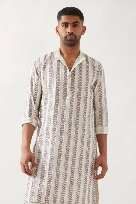 Son Of A Noble Snob Ivory Linen Printed Slim Fit Kurta Set Online at Aza Fashions Son Of A Noble Snob_Ivory Linen Printed Slim Fit Kurta Set _Online_at_Aza_Fashions