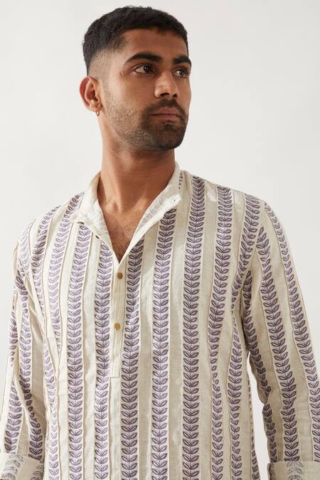 Buy Son Of A Noble Snob Ivory Linen Printed Slim Fit Kurta Set Buy_Son Of A Noble Snob_Ivory Linen Printed Slim Fit Kurta Set