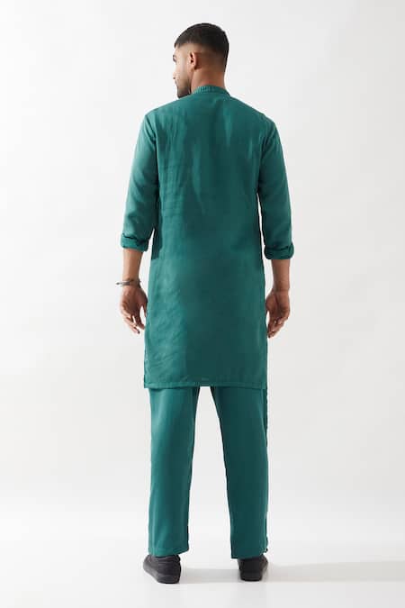 Son Of A Noble Snob Embroidered Emerald Kurta Set 