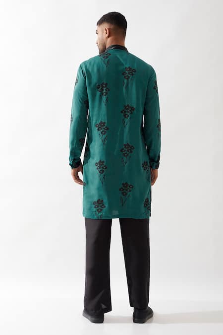 Son Of A Noble Snob Emerald Printed Kurta Set 