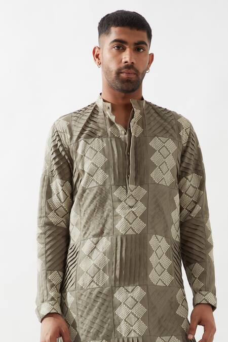 Buy Son Of A Noble Snob Olive Green Linen Printed Kurta And Trouser Set Buy_Son Of A Noble Snob_Olive Green Linen Printed Kurta And Trouser Set