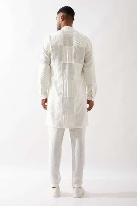 Shop Son Of A Noble Snob White Linen Solid Kurta Set at Aza Fashions Shop_Son Of A Noble Snob_White Linen Solid Kurta Set _at_Aza_Fashions
