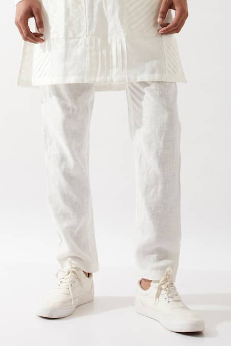 Shop Son Of A Noble Snob White Linen Solid Kurta Set Shop_Son Of A Noble Snob_White Linen Solid Kurta Set