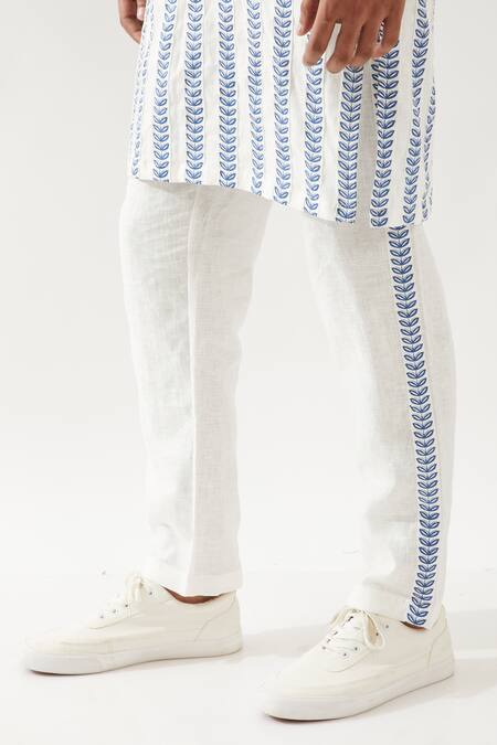 Shop Son Of A Noble Snob White Linen Blake Catkin Printed Kurta Set Online at Aza Fashions Shop_Son Of A Noble Snob_White Linen Blake Catkin Printed Kurta Set _Online_at_Aza_Fashions