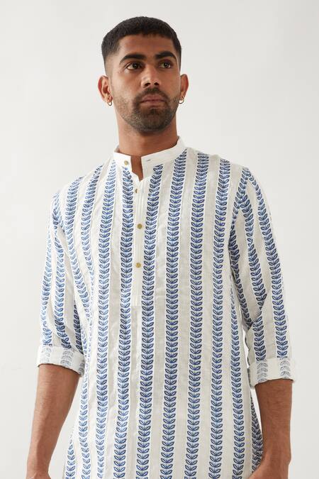 Buy Son Of A Noble Snob White Linen Blake Catkin Printed Kurta Set Buy_Son Of A Noble Snob_White Linen Blake Catkin Printed Kurta Set