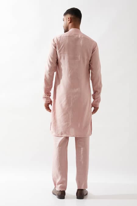 Shop Son Of A Noble Snob Pink Linen Gill Kurta Set at Aza Fashions Shop_Son Of A Noble Snob_Pink Linen Gill Kurta Set _at_Aza_Fashions