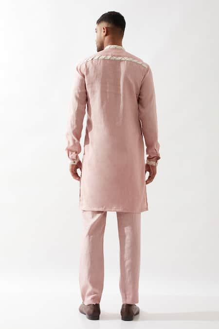 Shop Son Of A Noble Snob Pink Linen Lloyd Kurta Set at Aza Fashions Shop_Son Of A Noble Snob_Pink Linen Lloyd Kurta Set _at_Aza_Fashions
