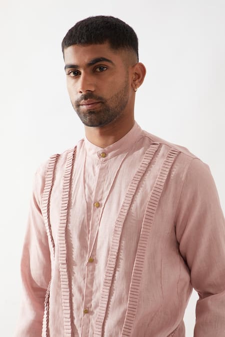 Son Of A Noble Snob Pink Linen Kaden Plain Kurta Set Online at Aza Fashions Son Of A Noble Snob_Pink Linen Kaden Plain Kurta Set _Online_at_Aza_Fashions