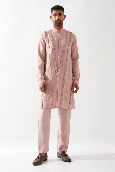 Buy Son Of A Noble Snob Pink Linen Kaden Plain Kurta Set Online at Aza Fashions Buy_Son Of A Noble Snob_Pink Linen Kaden Plain Kurta Set _Online_at_Aza_Fashions