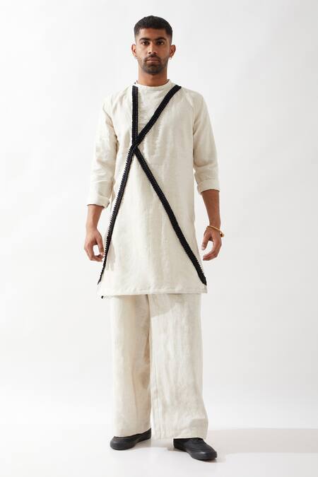 Son Of A Noble Snob Ivory Linen Caterpillar Textured Kurta Set at Aza Fashions Son Of A Noble Snob_Ivory Linen Caterpillar Textured Kurta Set _at_Aza_Fashions