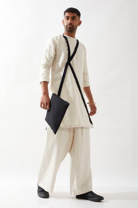 Buy Son Of A Noble Snob Ivory Linen Caterpillar Textured Kurta Set Buy_Son Of A Noble Snob_Ivory Linen Caterpillar Textured Kurta Set