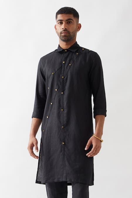 Shop Son Of A Noble Snob Black Linen Harison Kurta Set Online at Aza Fashions Shop_Son Of A Noble Snob_Black Linen Harison Kurta Set _Online_at_Aza_Fashions