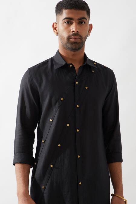 Shop Son Of A Noble Snob Black Linen Harison Kurta Set Shop_Son Of A Noble Snob_Black Linen Harison Kurta Set