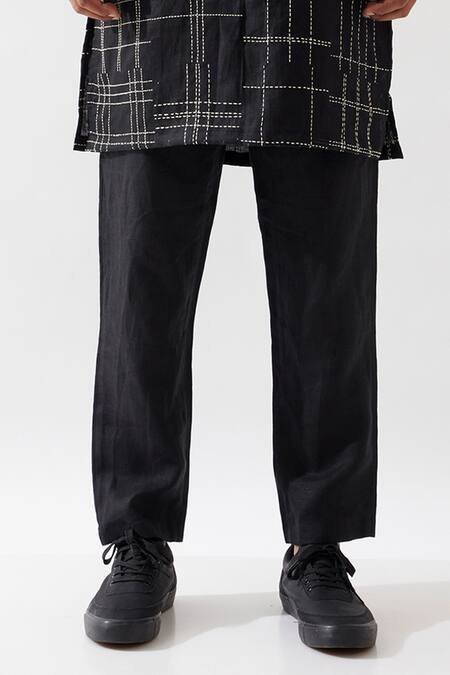 Buy Son Of A Noble Snob Black Linen Embroidery Hand Kurta Set Online at Aza Fashions Buy_Son Of A Noble Snob_Black Linen Embroidery Hand Kurta Set _Online_at_Aza_Fashions