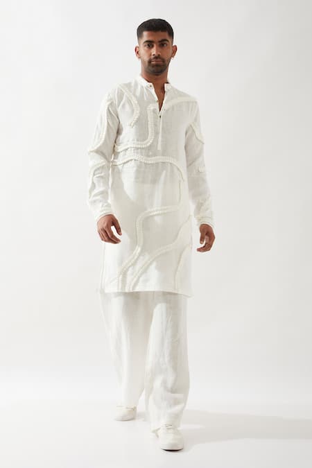 Son of A Noble Snob White Linen Felix Kurta In 