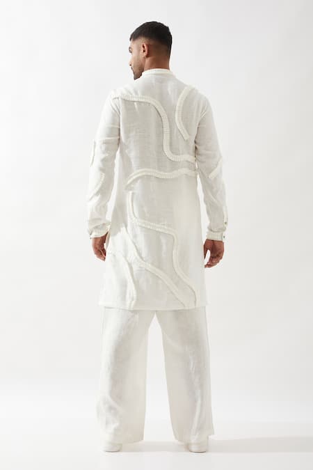 Shop Son Of A Noble Snob White Linen Felix Kurta In at Aza Fashions Shop_Son Of A Noble Snob_White Linen Felix Kurta In _at_Aza_Fashions