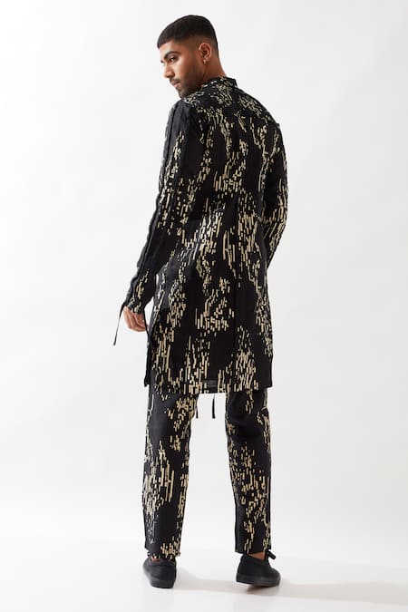 Son Of A Noble Snob Slim Fit Printed Linen Kurta 