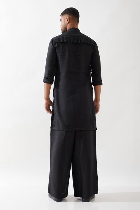 Son Of A Noble Snob Black Slim Fit Designer Kurta 