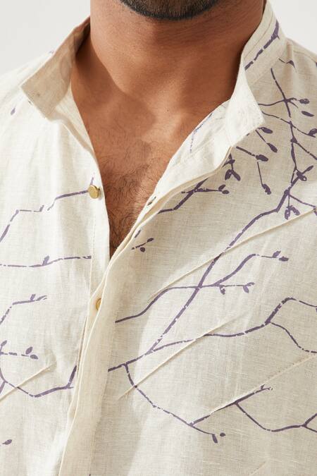 Buy Son Of A Noble Snob Ivory Linen Slim Fit Printed Kurta Buy_Son Of A Noble Snob_Ivory Linen Slim Fit Printed Kurta