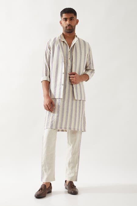 Son of A Noble Snob Classic Printed Linen Bundi 