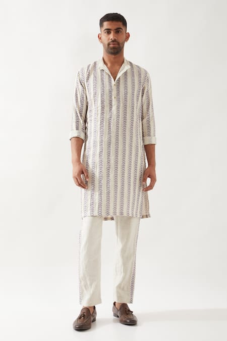 Son of A Noble Snob Ivory Printed Slim Fit Kurta 