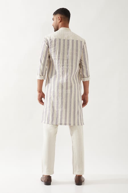 Son Of A Noble Snob Ivory Printed Slim Fit Kurta 